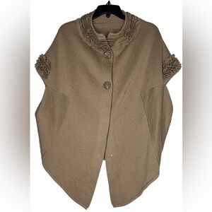 Elegant Women's Tan Sweater wool blend size ruffle XL